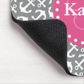 Chic Tiled Anchors Pattern Grau Pink Mousepad (Ecke)