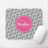 Chic Tiled Anchors Pattern Grau Pink Mousepad (Mit Mouse)
