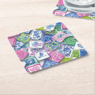 Chic Tiles Bams Cracks Snacks Benutzerdefiniertes Rechteckiger Pappuntersetzer