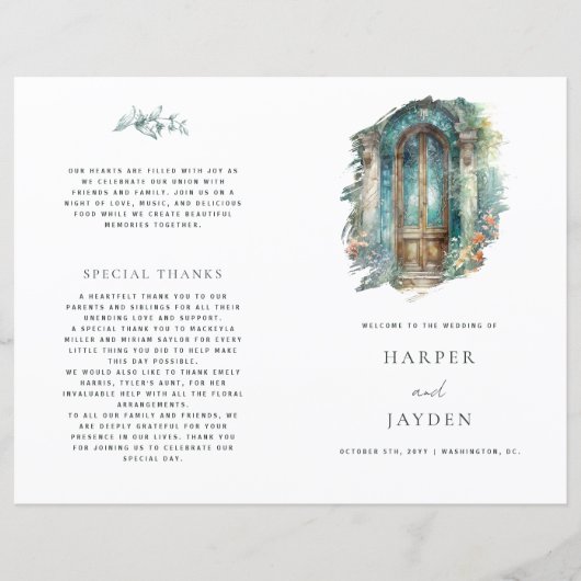 Chic Timeless Green, Blue, Aquamarine Hochzeitspro (Vorderseite)