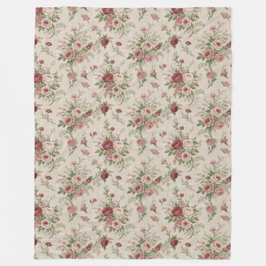 Chic Timeless Hütte Style verblasst florale Elegan Fleecedecke (Vorderseite)
