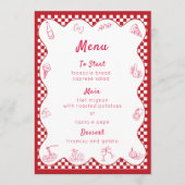 Chic Timeless Italian Themed Red Checkered Wedding Menükarte (Vorderseite)
