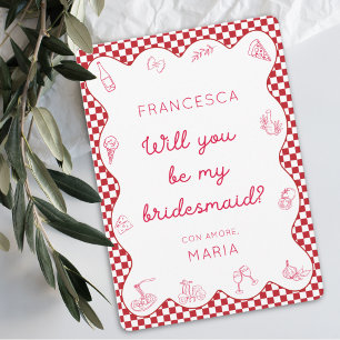 Chic Timeless italienisch-Themed Bridesmaid Vorsch Mitteilungskarte