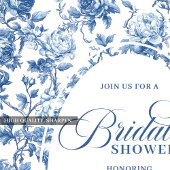 Chic Timeless Navy Chinoiserie Toile Bridal Shower Einladung