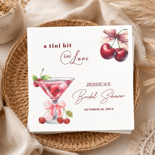 Chic Tini Bit in Love Cherry Martini Brautparty Serviette