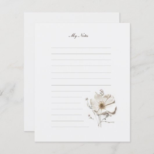 Chic Tiny Pressure Blume Lined Stationery Paper (Vorne/Hinten)