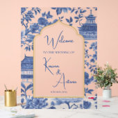 Chic-tique Chinoiserie Akryllische Begrüßung Blau Acrylschild (Hochzeit)