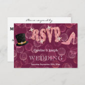 Chic Top Hat & Lady Shoe Bubbly UAWG Wedding RSVP Karte (Vorne/Hinten)