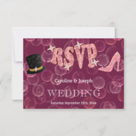 Chic Top Hat & Lady Shoe Bubbly UAWG Wedding RSVP Karte