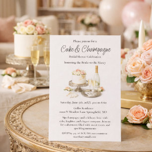 Chic Torte und Champagner Brautparty Einladung