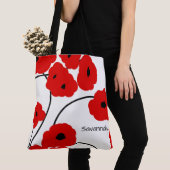 CHIC TOTE_MOD ROTE U. SCHWARZE MOHNBLUMEN TASCHE (Von Nahem)