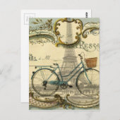 Chic Traveller Vintage Fahrräder paris eifftower Postkarte (Vorne/Hinten)