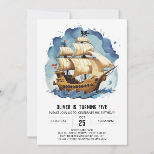 Chic Treasure Map Children Pirate Birthday Einladung
