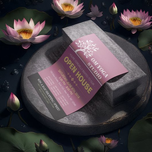 Chic Tree Yoga Instructor Therapy Salon Open House Flyer