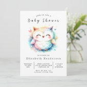 Chic Trees Owl Baby Dusche Einladung (Stehend Vorderseite)