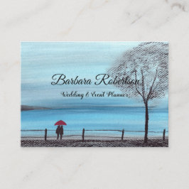 Chic trendig Red Umbrella Liebe Paar Wedding Busin Visitenkarte