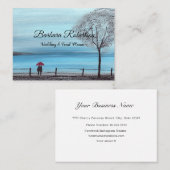 Chic trendig Red Umbrella Liebe Paar Wedding Busin Visitenkarte (Vorne/Hinten)