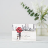 Chic trendig Red Umbrella Liebe Paar Wedding Busin Visitenkarte (Stehend Vorderseite)