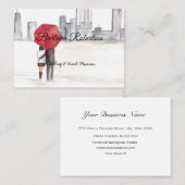 Chic trendig Red Umbrella Liebe Paar Wedding Busin Visitenkarte (Vorne/Hinten)