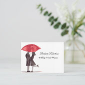 Chic trendig Red Umbrella Liebe Paar Wedding Busin Visitenkarte (Stehend Vorderseite)