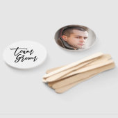 Chic Trendy Black Brush Script Team Groom Hand Fan Fächer (Non-assembled)