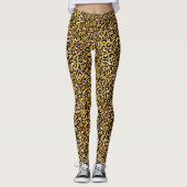 Chic Trendy Black Gold Leopard Print Leggings (Vorderseite)