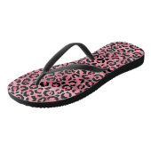 Chic Trendy Black Pink Leopard Print Badesandalen (Schrägansicht)
