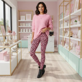 Chic Trendy Black Pink Leopard Print Leggings