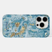 Chic Trendy Blue Gold Textur Personalisiert Case-Mate iPhone Hülle (Rückseite (Horizontal))
