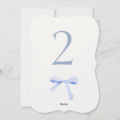 Chic & Trendy Blue Ribbon Wedding Tischnummer (Rückseite)