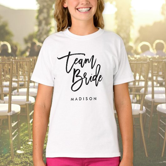 Chic Trendy Brush Black Script Team Bridge T-Shirt