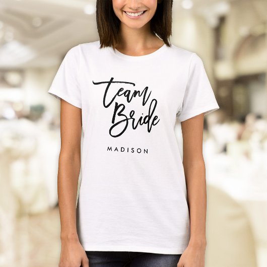 Chic Trendy Brush Black Script Team Bridge T-Shirt