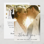 Chic Trendy Classic Braut und Groom Wedding Foto Dankeskarte (Vorne/Hinten)