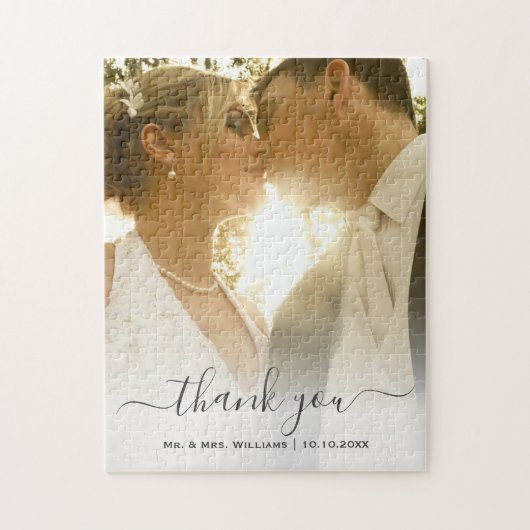Chic Trendy Classic Braut und Groom Wedding Foto Puzzle (Vertikal)