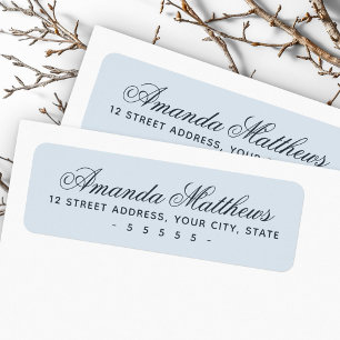 Chic trendy dusty blue kalligraphy script adresse