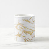 Chic Trendy Gold Foil Marmor Monogram Kaffeetasse (Mittel)
