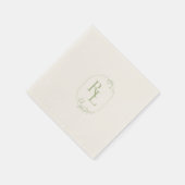 Chic & Trendy Green Floral Monogram Wedding Serviette (Ecke)