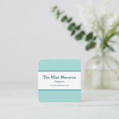 Chic & Trendy Macaron Mint Blauer Moderner Minimal Quadratische Visitenkarte (Stehend Vorderseite)