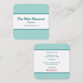 Chic & Trendy Macaron Mint Blauer Moderner Minimal Quadratische Visitenkarte (Vorne/Hinten)