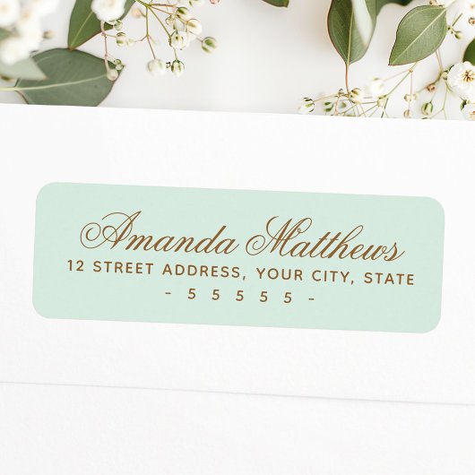 Chic trendy Minze Green Kalligrafy Script-Adresse