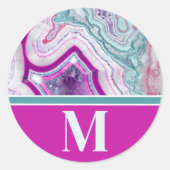 Chic Trendy Modern Initial Monogram Runder Aufkleber (Vorderseite)