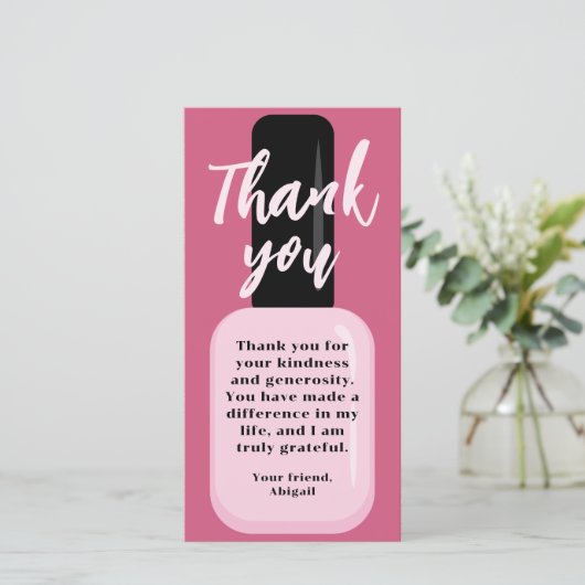 Chic Trendy Modern Pink Nail polnischen Dankeskarte (Stehend Vorderseite)