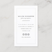 Chic Trendy Modernes Minimalistisches Fotograf Visitenkarte (Rückseite)