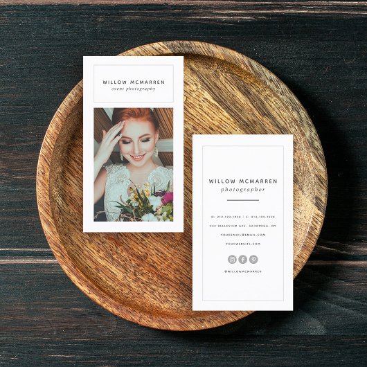 Chic Trendy Modernes Minimalistisches Fotograf Visitenkarte