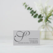 Chic Trendy Monogram Gray Business Card Visitenkarte (Stehend Vorderseite)