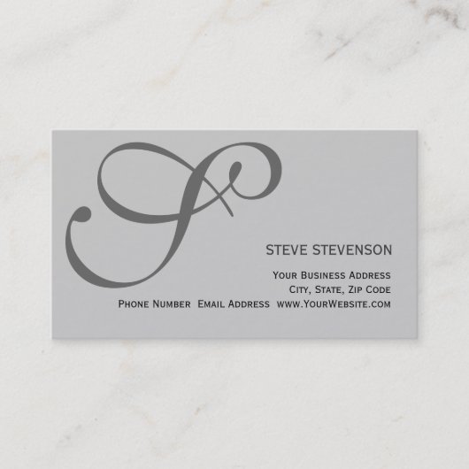 Chic Trendy Monogram Gray Business Card Visitenkarte (Vorderseite)