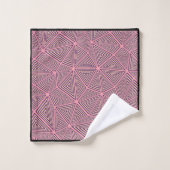 Chic & Trendy Pink & Black Geometric Muster Badhandtuch Set (Waschlappen)
