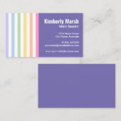 Chic Trendy Rainbow White Stripes Visitenkarte (Vorne/Hinten)