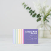 Chic Trendy Rainbow White Stripes Visitenkarte (Stehend Vorderseite)