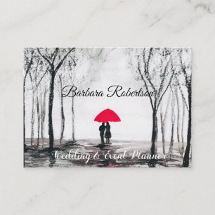 Chic trendy Red Umbrella Liebe Ehepaar Wedding Visitenkarte